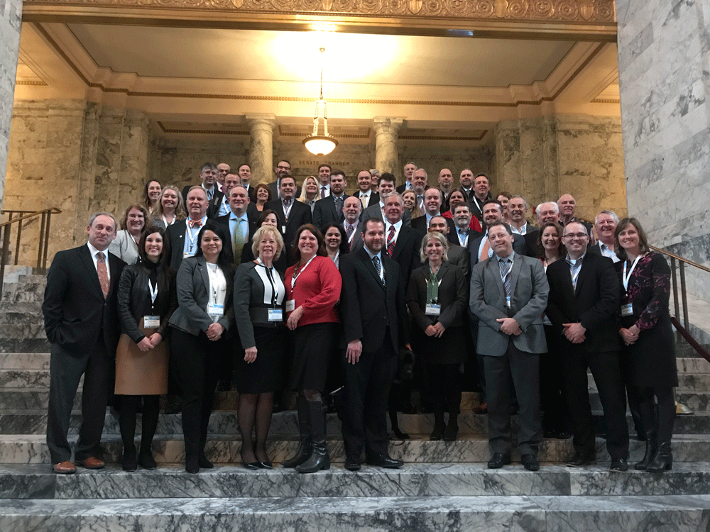 An image of the 2019 Group Photo for the GSI Advocacy Trip to Olympia.