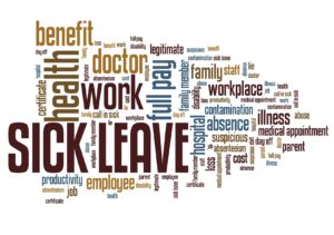 Sick leave - employment issues and concepts word cloud illustration. Word collage concept.