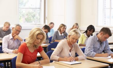 Mixed group of students in class